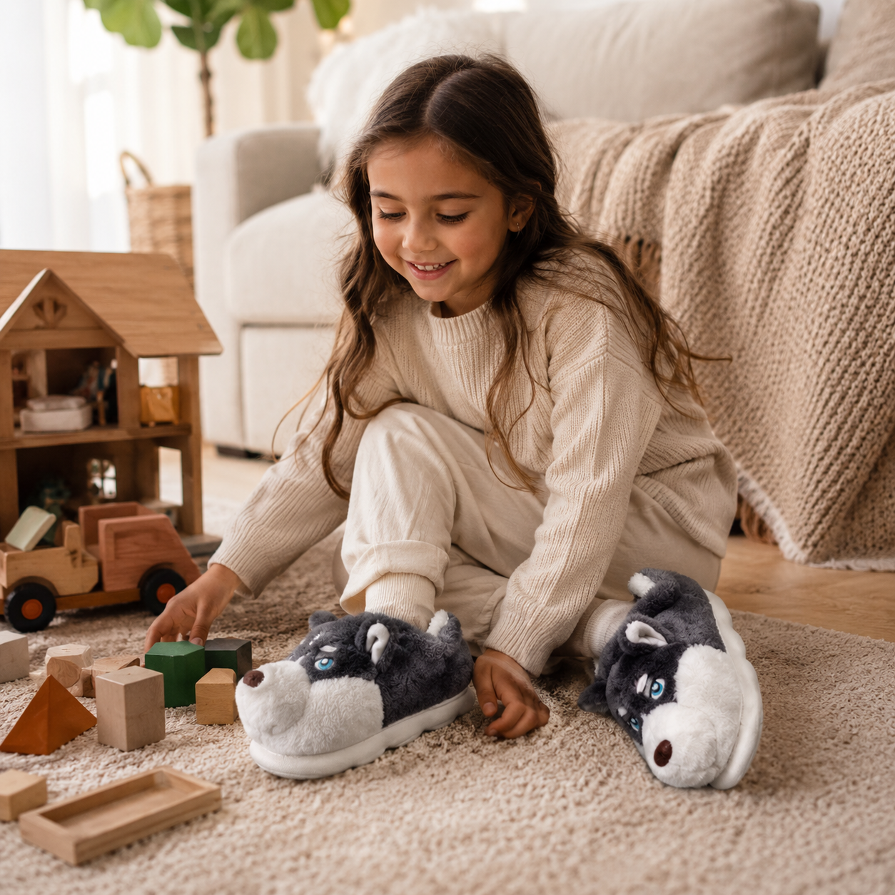 Pantuflas Husky kids